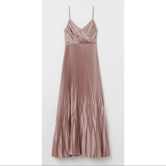 H&M ~Long Pleated Taupe Dress (NWT) - Picture 2 of 4